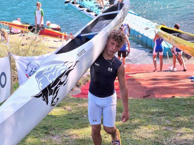 Pretazione di carattere per il canoista Cosimo Caterino ai Campionati Italiani di Velocità